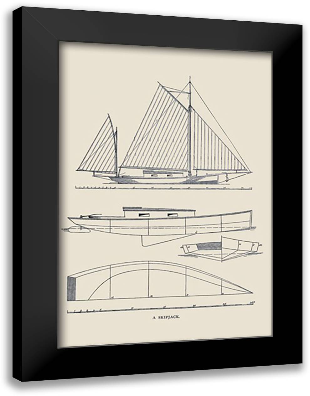 Skip Jack 16x22 Black Modern Wood Framed Art Print Poster by Kunhardt, Charles P.