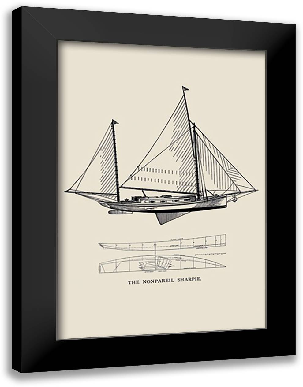 Nonpareil Sharpie 16x22 Black Modern Wood Framed Art Print Poster by Kunhardt, Charles P.