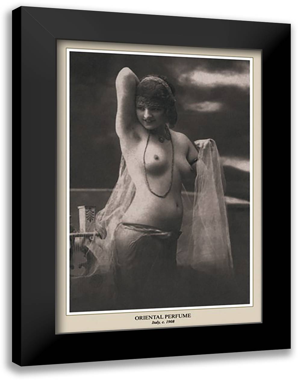 Oriental Perfume 16x22 Black Modern Wood Framed Art Print Poster