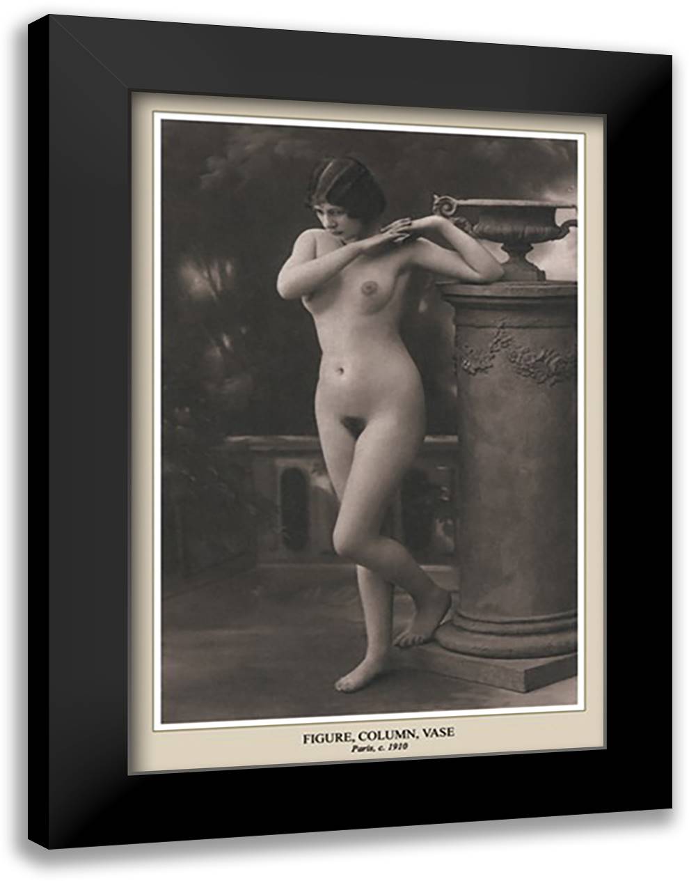 Figure, Column, Vase 16x22 Black Modern Wood Framed Art Print Poster