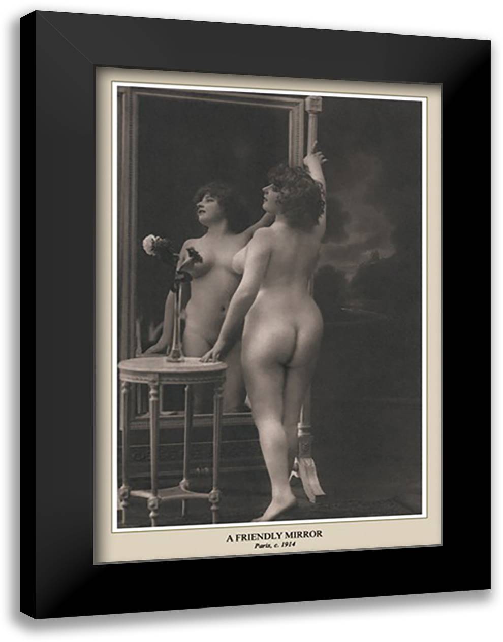Friendly Mirror 16x22 Black Modern Wood Framed Art Print Poster