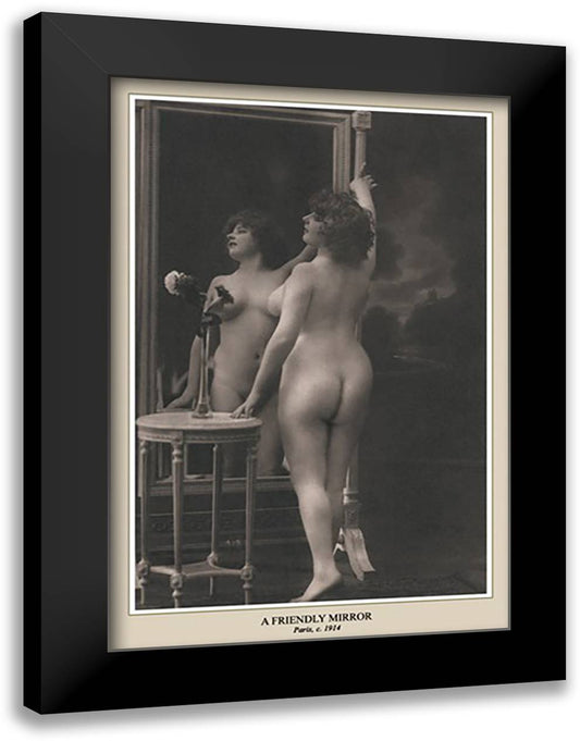 Friendly Mirror 16x22 Black Modern Wood Framed Art Print Poster