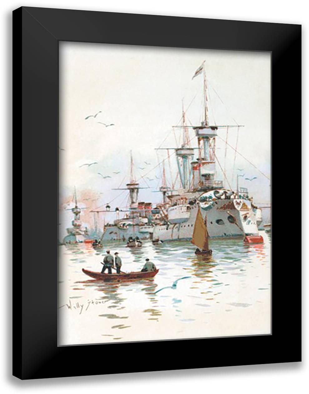 U.S. Navy: Power 16x22 Black Modern Wood Framed Art Print Poster by Stower, Willy