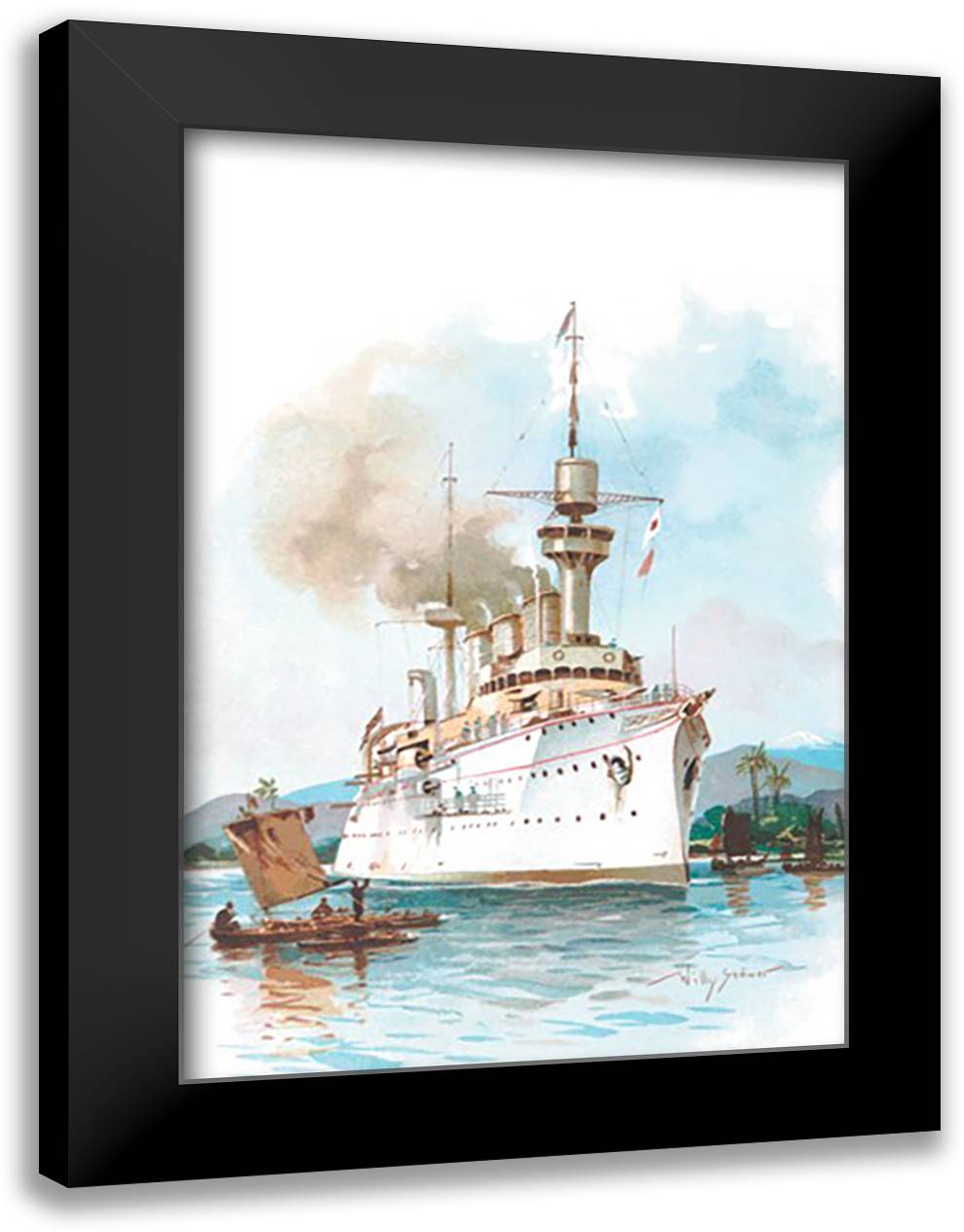 U.S. Navy: Strength 16x22 Black Modern Wood Framed Art Print Poster by Stower, Willy