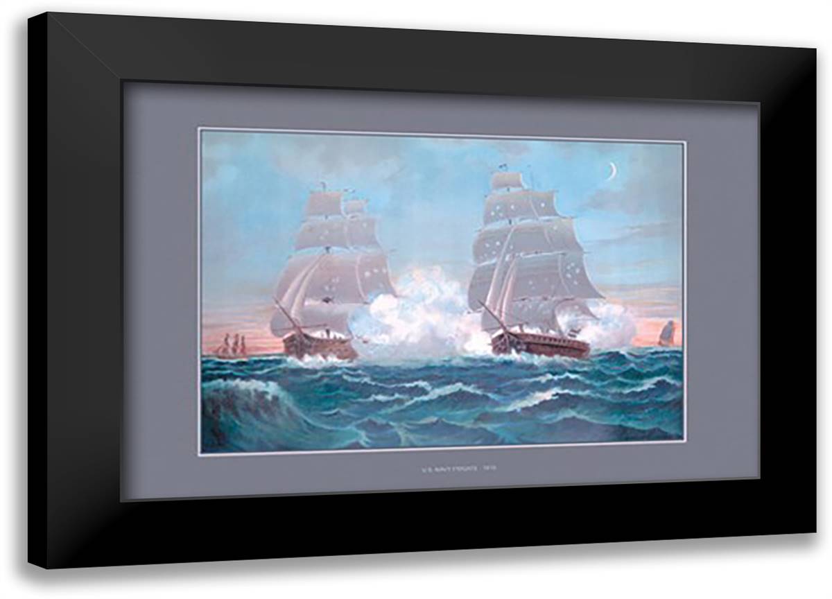 U.S. Navy: Frigate 22x16 Black Modern Wood Framed Art Print Poster by Plank, Werner