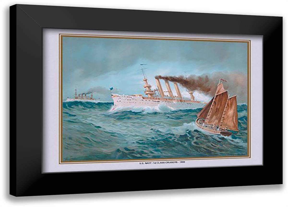 First-Class Cruisers 22x16 Black Modern Wood Framed Art Print Poster by Plank, Werner