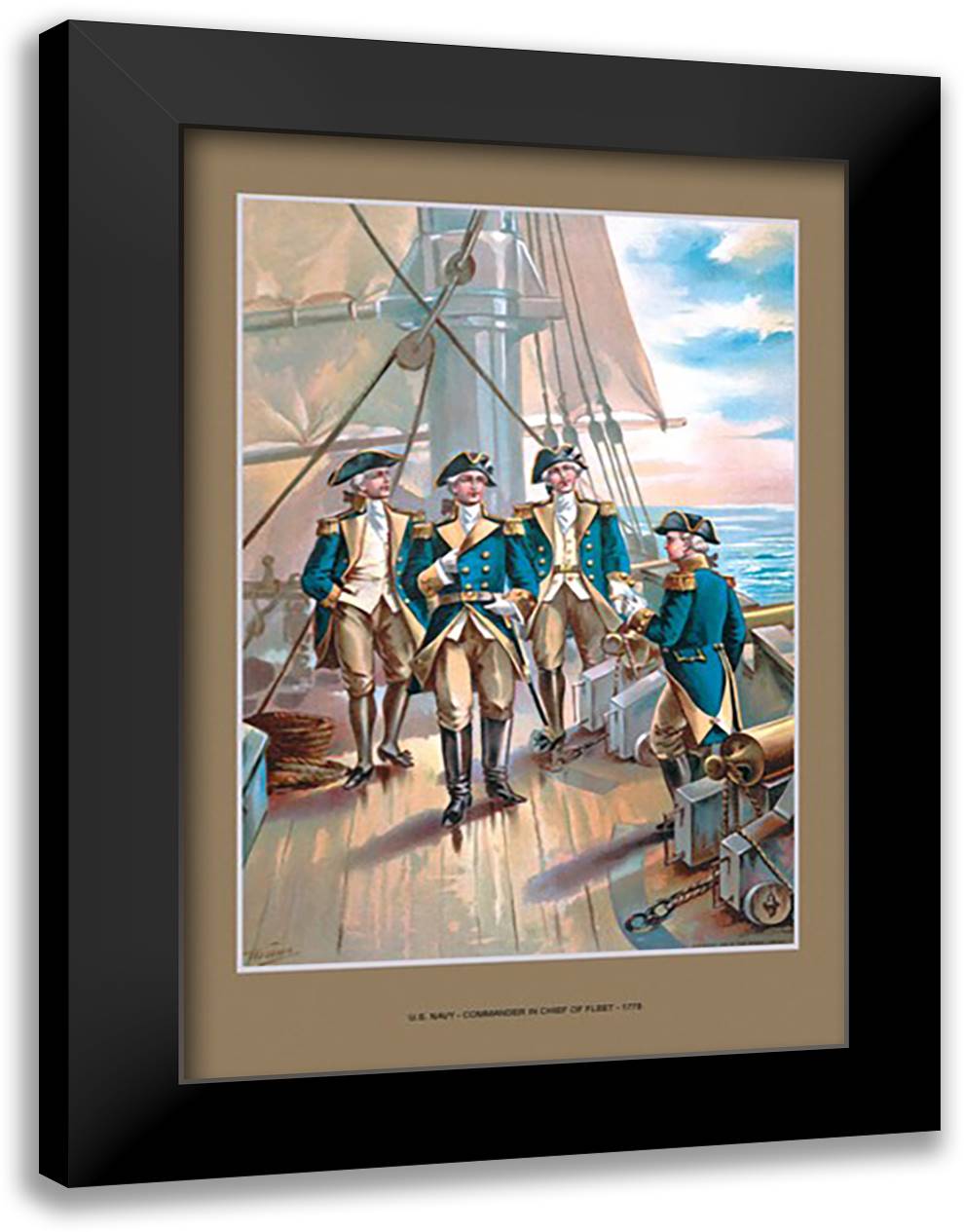 Navy Commander 16x22 Black Modern Wood Framed Art Print Poster by Plank, Werner