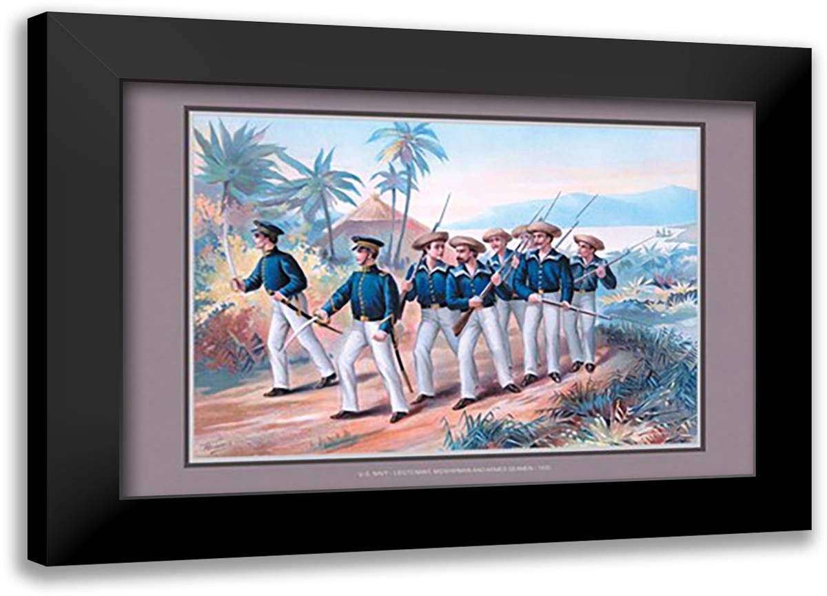 Armed Seamen 22x16 Black Modern Wood Framed Art Print Poster by Plank, Werner