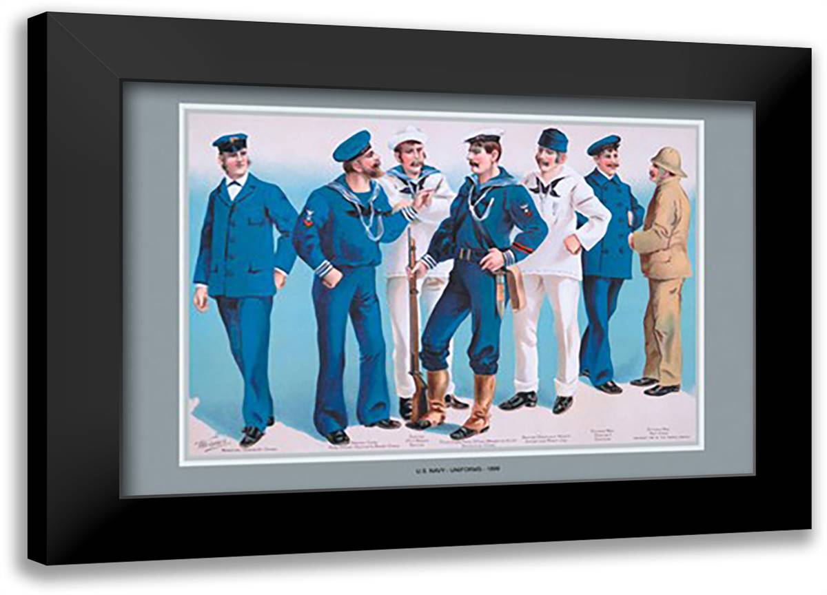U.S. Navy: Uniforms, 1899 #2 22x16 Black Modern Wood Framed Art Print Poster by Stower, Willy