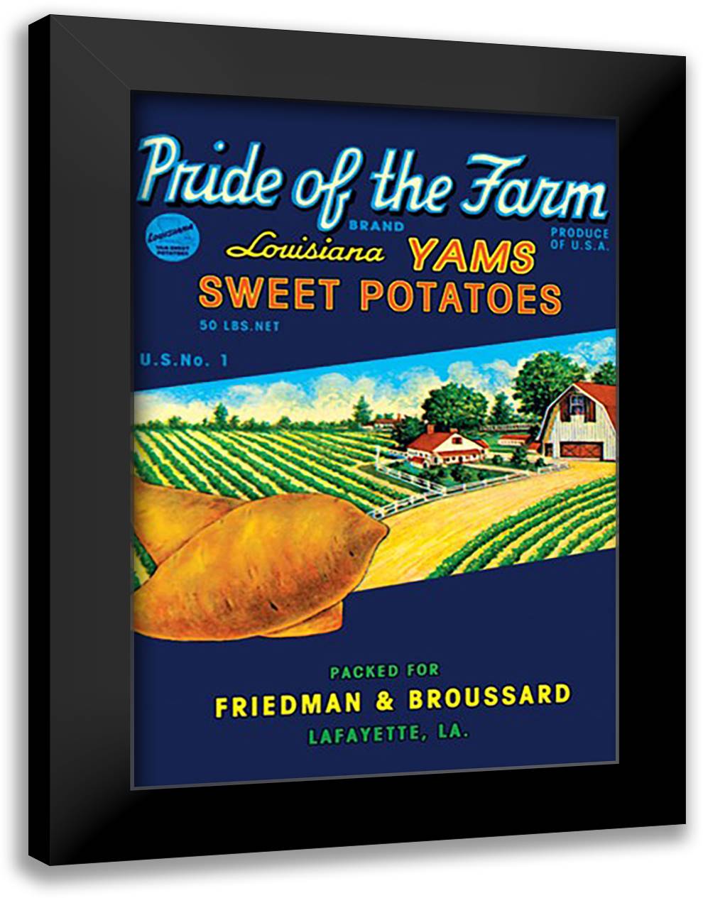 Pride of the Farm Brand 16x22 Black Modern Wood Framed Art Print Poster