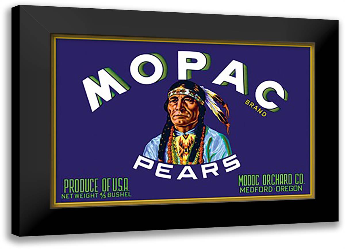 Mopac Brand Pears 22x16 Black Modern Wood Framed Art Print Poster