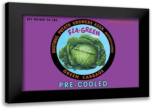 Green Cabbage 22x16 Black Modern Wood Framed Art Print Poster