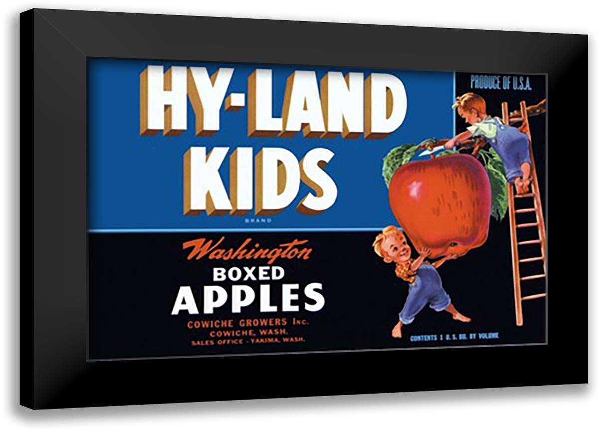Hy-Land Kids Brand Apples 22x16 Black Modern Wood Framed Art Print Poster