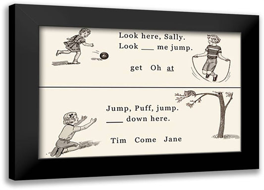 Dick and Jane: Look Here, Sally 22x16 Black Modern Wood Framed Art Print Poster