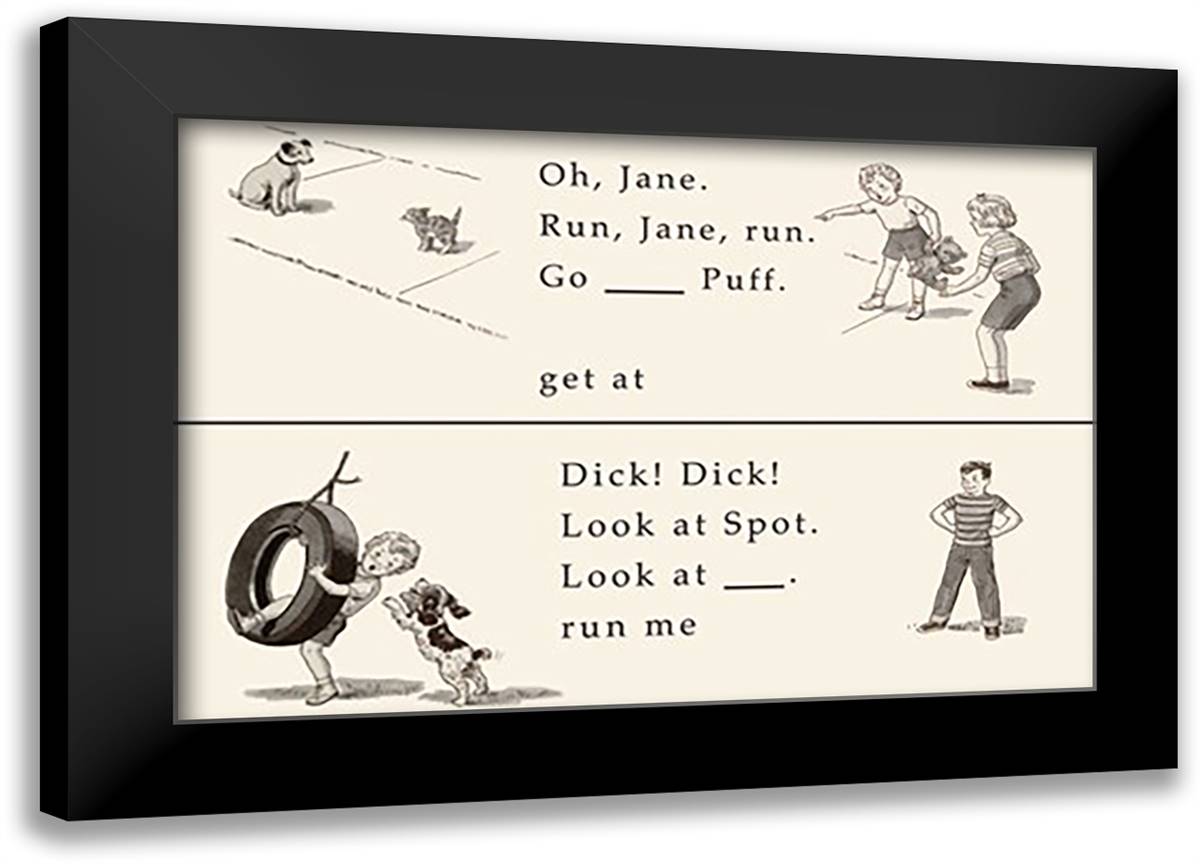 Dick and Jane: Oh, Jane, Run Jane, Run 22x16 Black Modern Wood Framed Art Print Poster