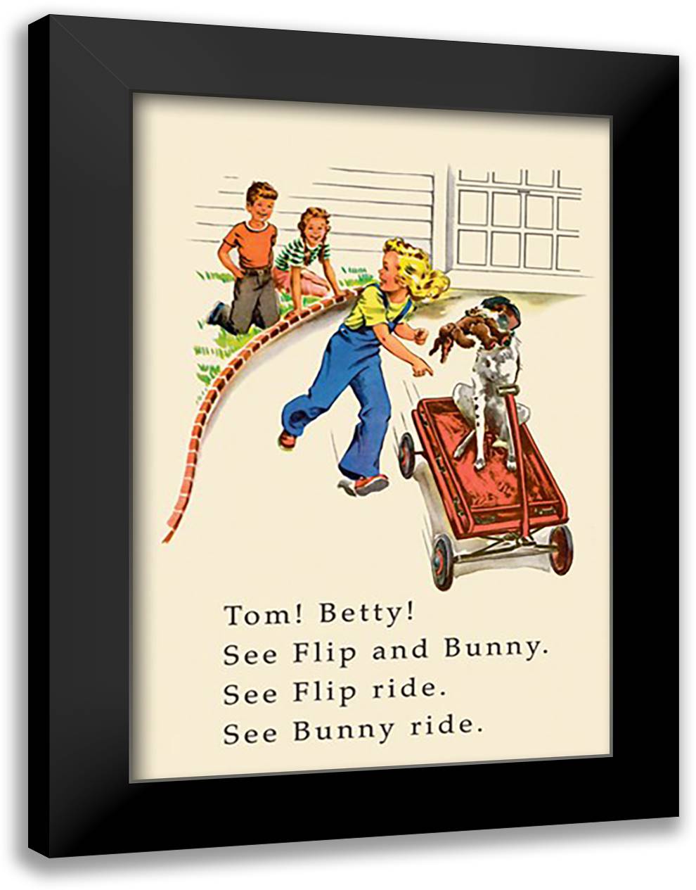 Dick and Jane: Tom! Betty! 16x22 Black Modern Wood Framed Art Print Poster