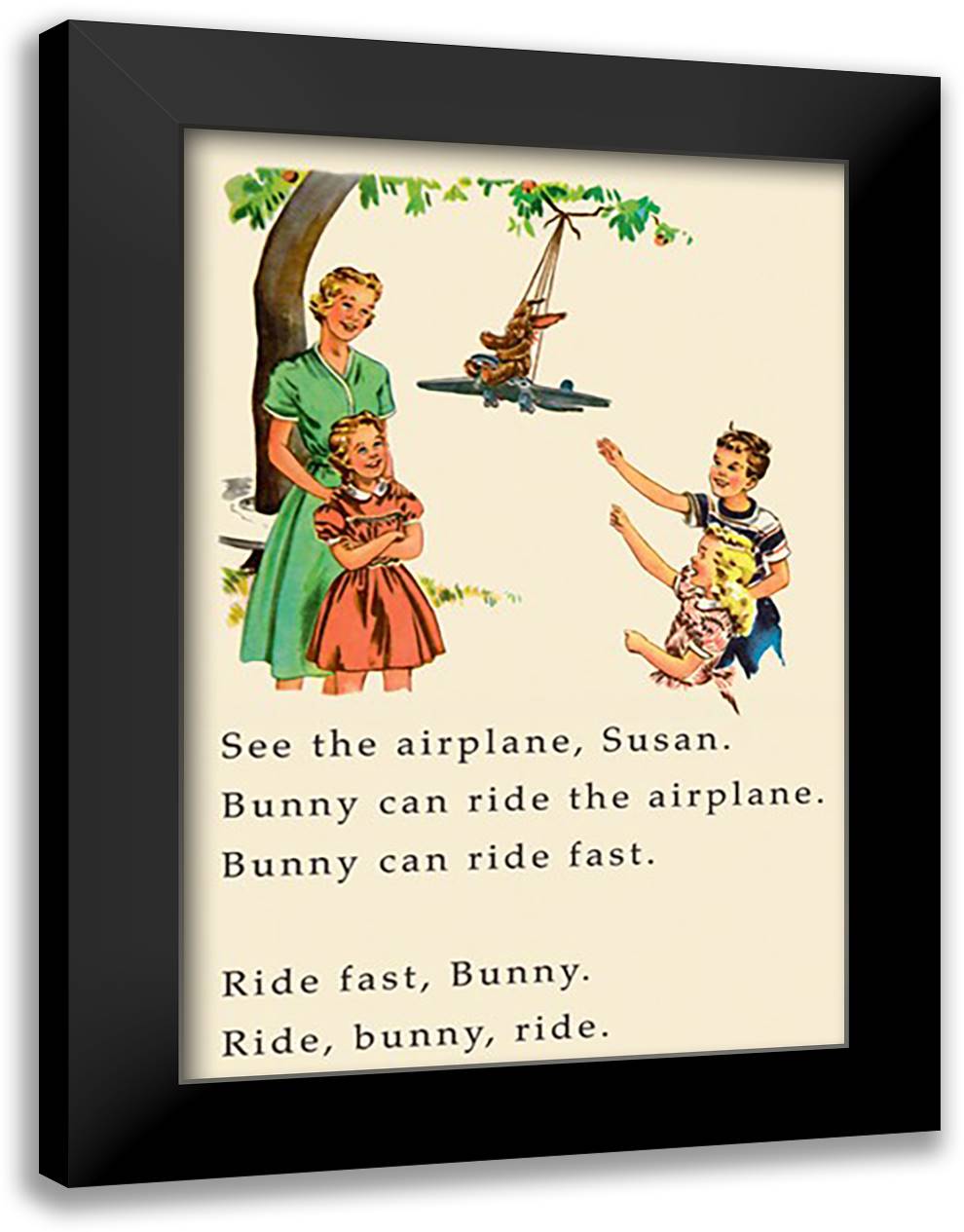 Dick and Jane: See the Airplane, Susan 16x22 Black Modern Wood Framed Art Print Poster