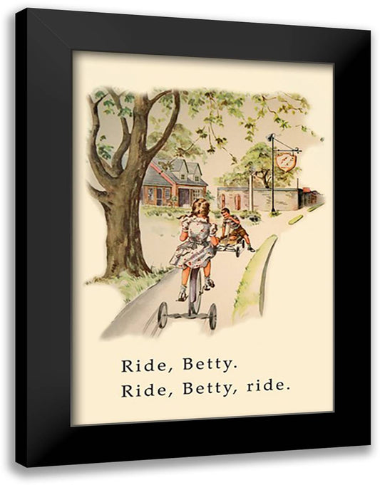 Dick and Jane: Ride, Betty 16x22 Black Modern Wood Framed Art Print Poster