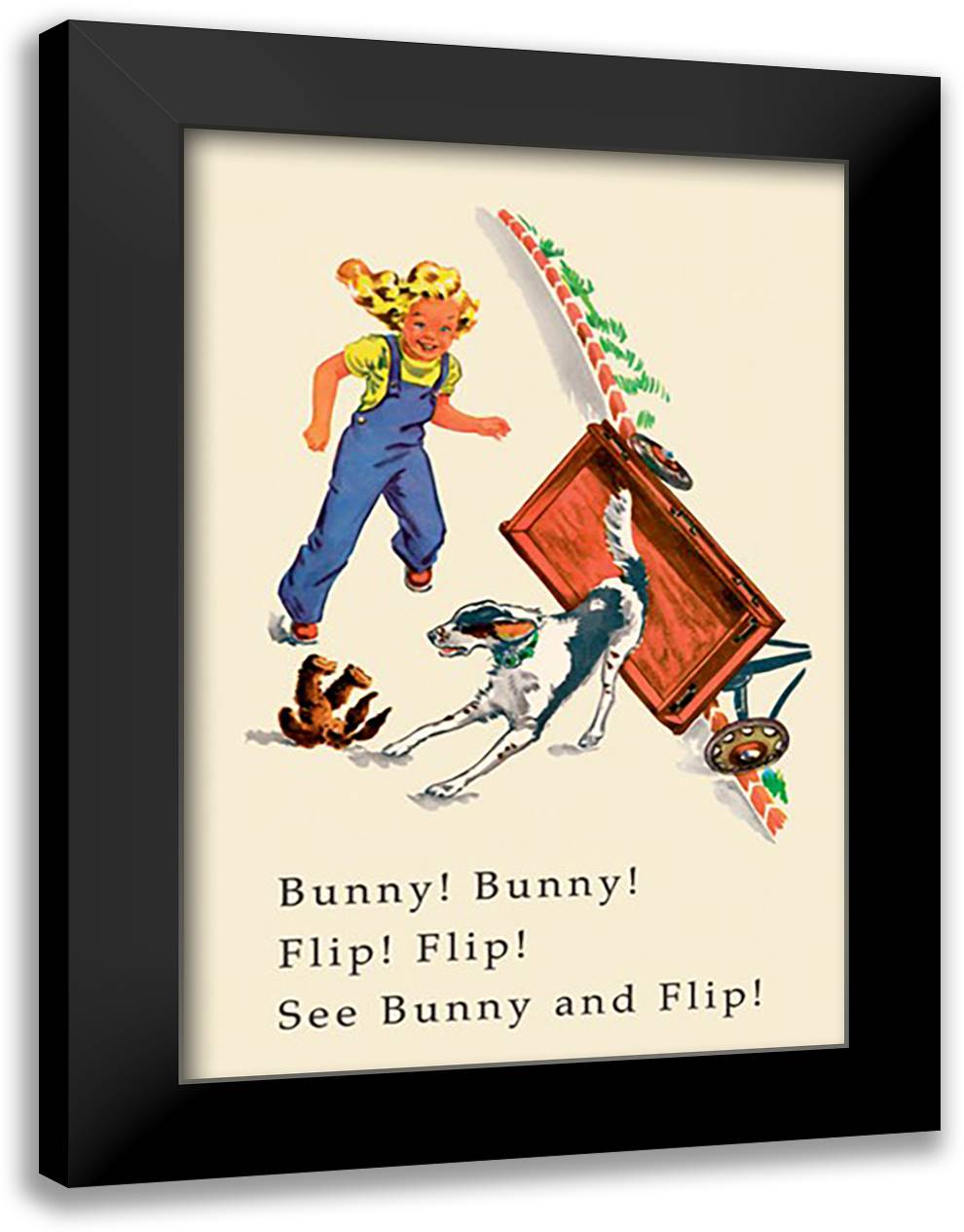 Dick and Jane: Bunny! Flip! Flip! 16x22 Black Modern Wood Framed Art Print Poster