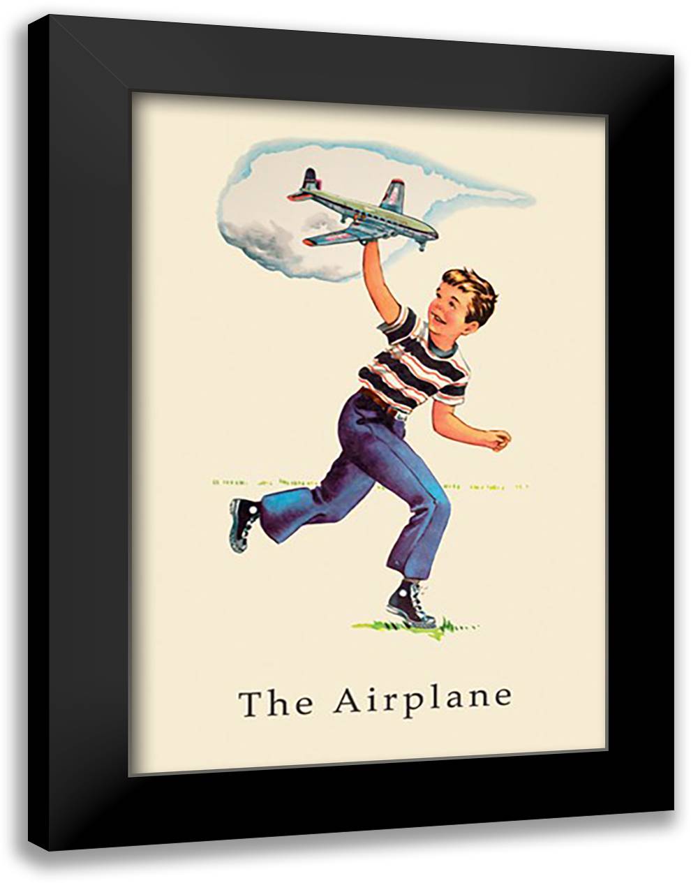 Dick and Jane: The Airplane 16x22 Black Modern Wood Framed Art Print Poster