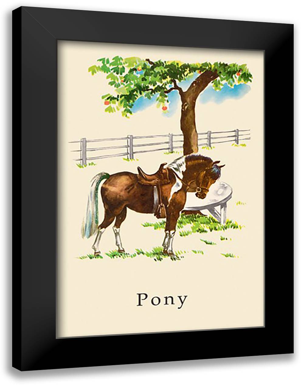 Dick and Jane: Pony 16x22 Black Modern Wood Framed Art Print Poster