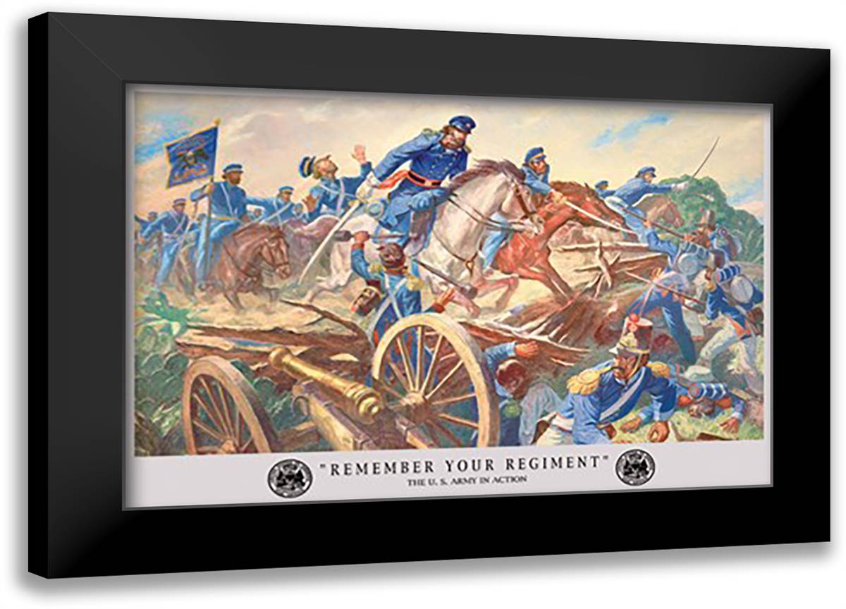 Remember Your Regiment 22x16 Black Modern Wood Framed Art Print Poster by Stone, Hal