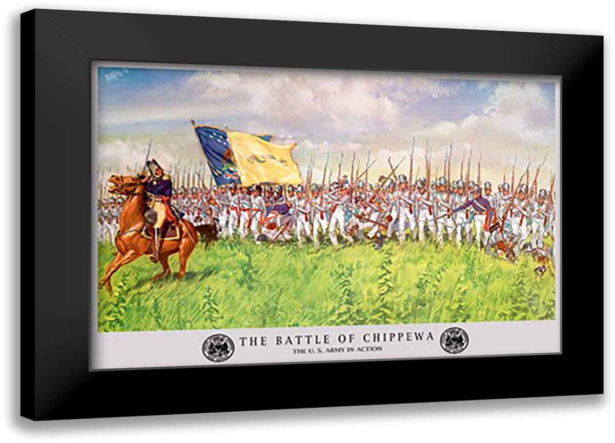 Battle of Chippewa 22x16 Black Modern Wood Framed Art Print Poster by Mcbarron Jr., Charles H.
