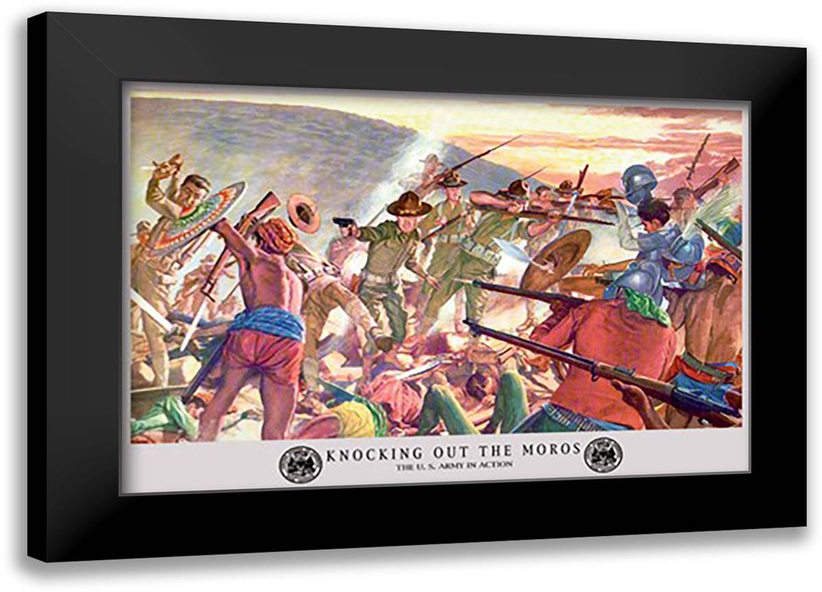 Knocking Out the Moros 22x16 Black Modern Wood Framed Art Print Poster by Mcbarron Jr., Charles H.