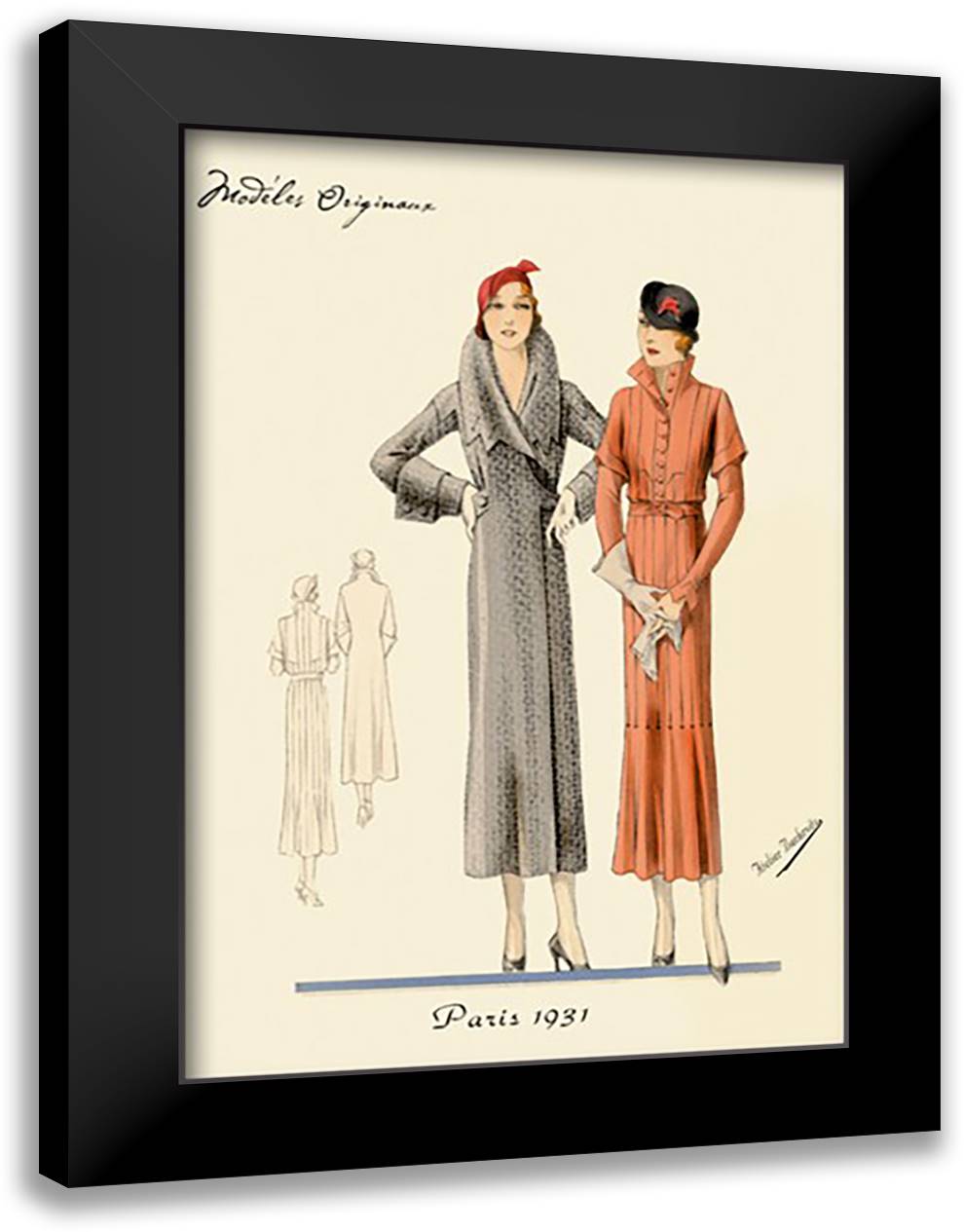 Fashions for Urban Ladies 16x22 Black Modern Wood Framed Art Print Poster by Bachrvitz, Atelier