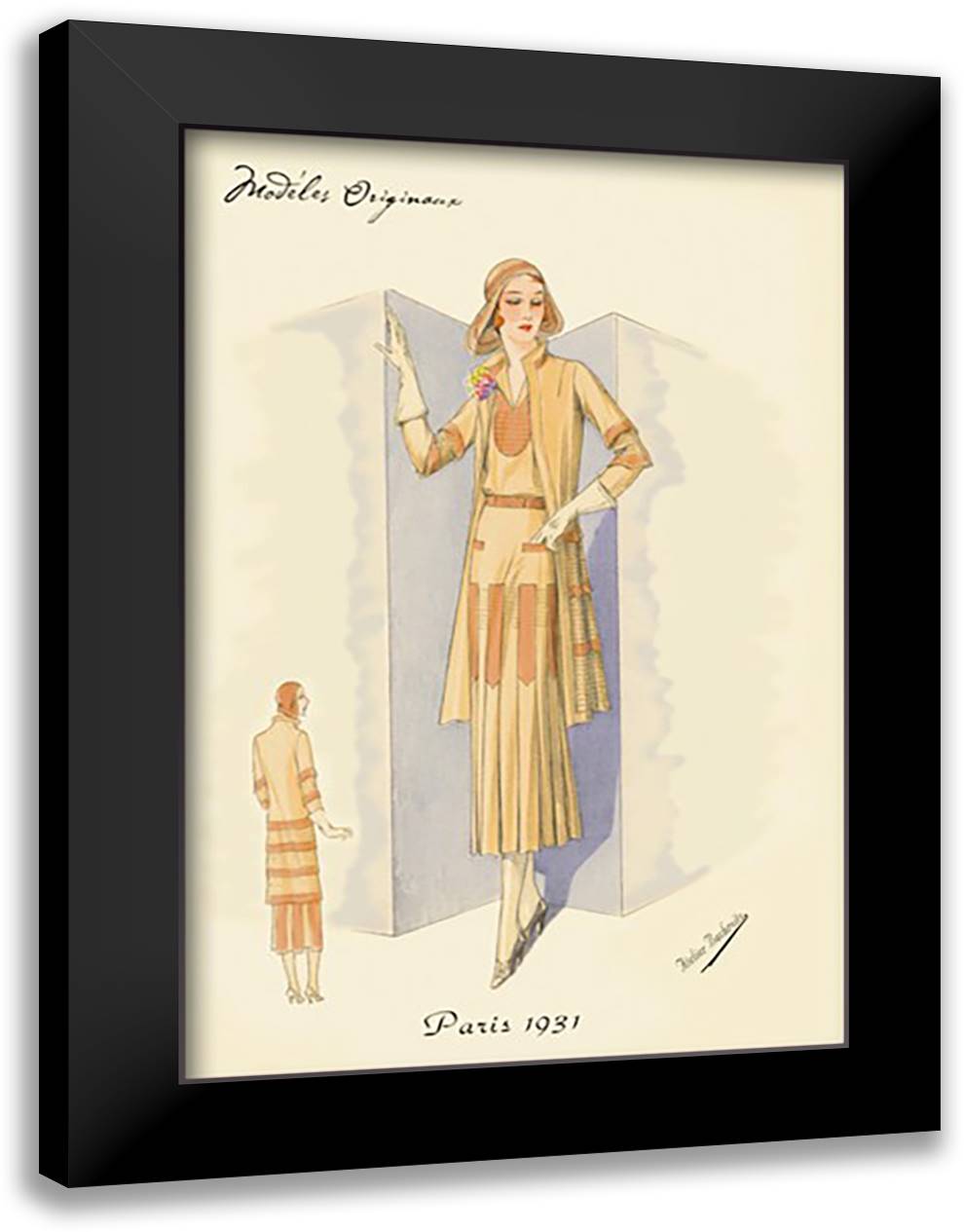 Sophisticated Daywear in Camel 16x22 Black Modern Wood Framed Art Print Poster by Bachrvitz, Atelier