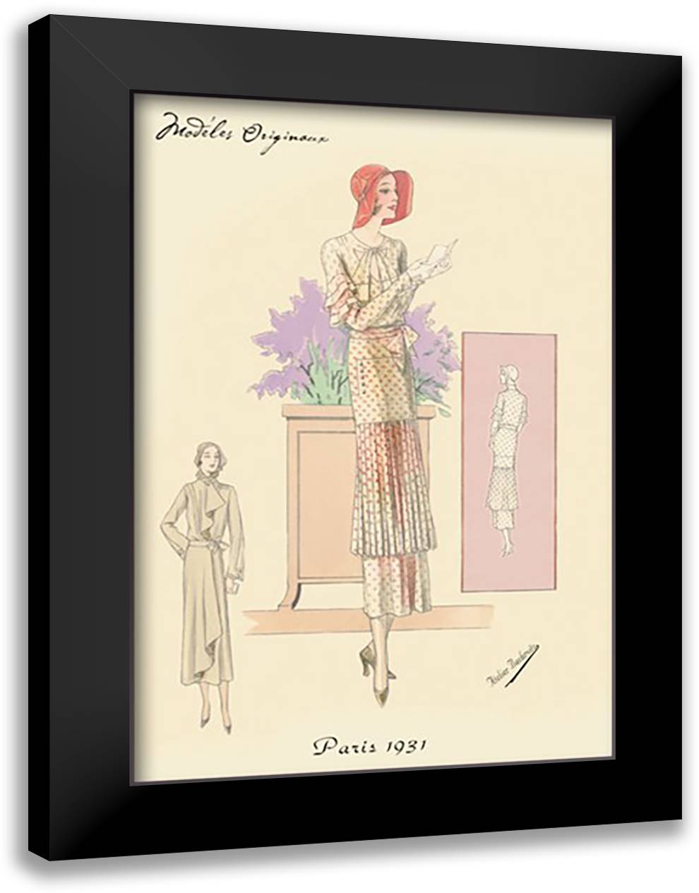 Patterned Daywear 16x22 Black Modern Wood Framed Art Print Poster by Bachrvitz, Atelier