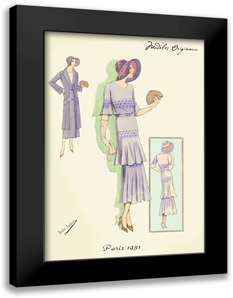 Springtime Dress in Lavender 16x22 Black Modern Wood Framed Art Print Poster by Bachrvitz, Atelier