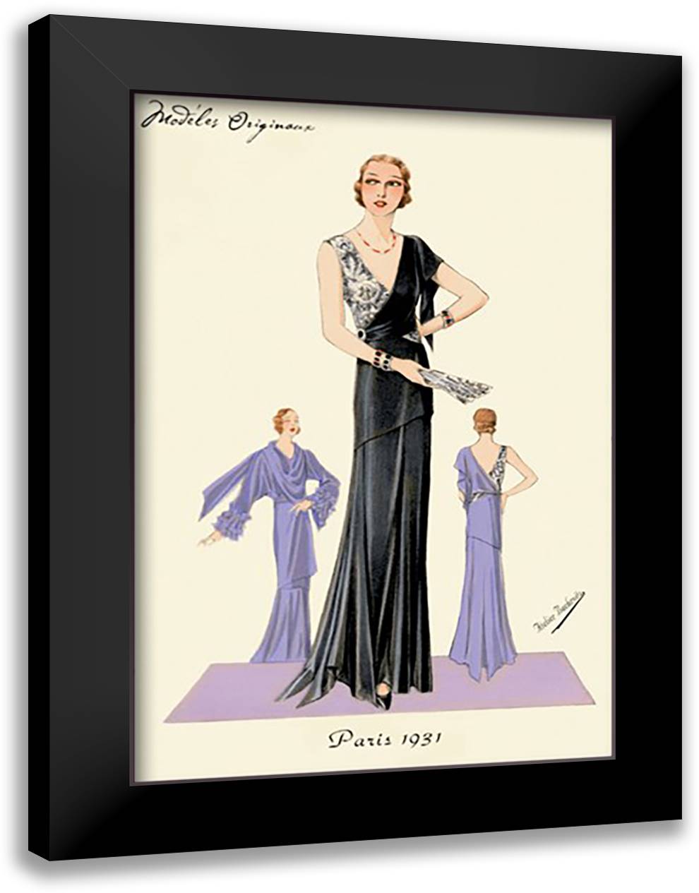 Modeles Originaur: Fashions for a Starlet 16x22 Black Modern Wood Framed Art Print Poster by Bachrvitz, Atelier