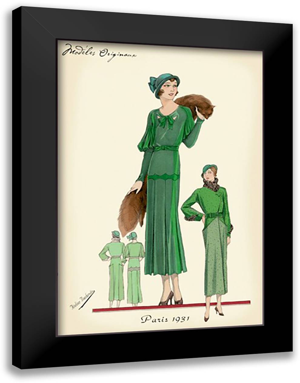 Modeles Originaur: Emerald Style 16x22 Black Modern Wood Framed Art Print Poster by Bachrvitz, Atelier