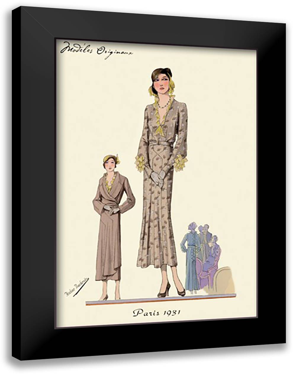Modeles Originaur: For a Weekend Affair 16x22 Black Modern Wood Framed Art Print Poster by Bachrvitz, Atelier