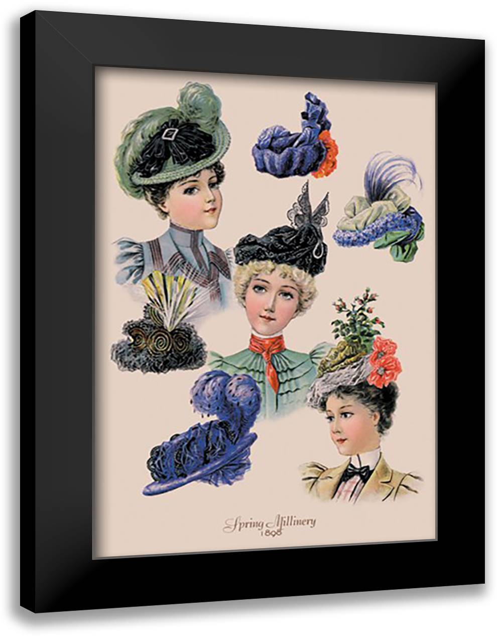 Spring Millinery #2 16x22 Black Modern Wood Framed Art Print Poster