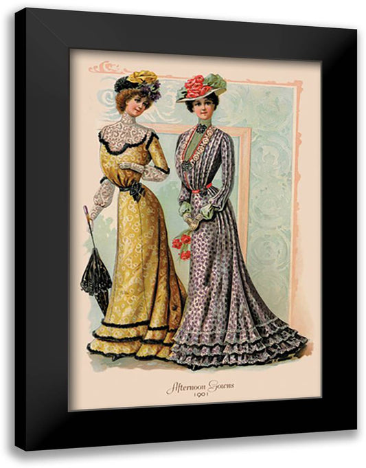 Afternoon Gowns #2 16x22 Black Modern Wood Framed Art Print Poster