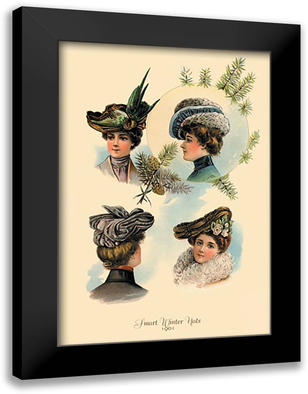 Smart Winter Hats 16x22 Black Modern Wood Framed Art Print Poster