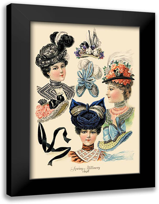 Spring Millinery #1 16x22 Black Modern Wood Framed Art Print Poster