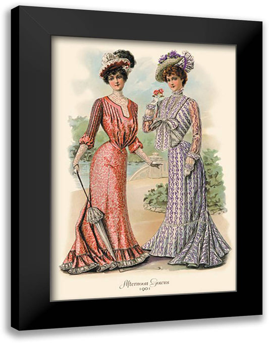 Afternoon Gowns #1 16x22 Black Modern Wood Framed Art Print Poster