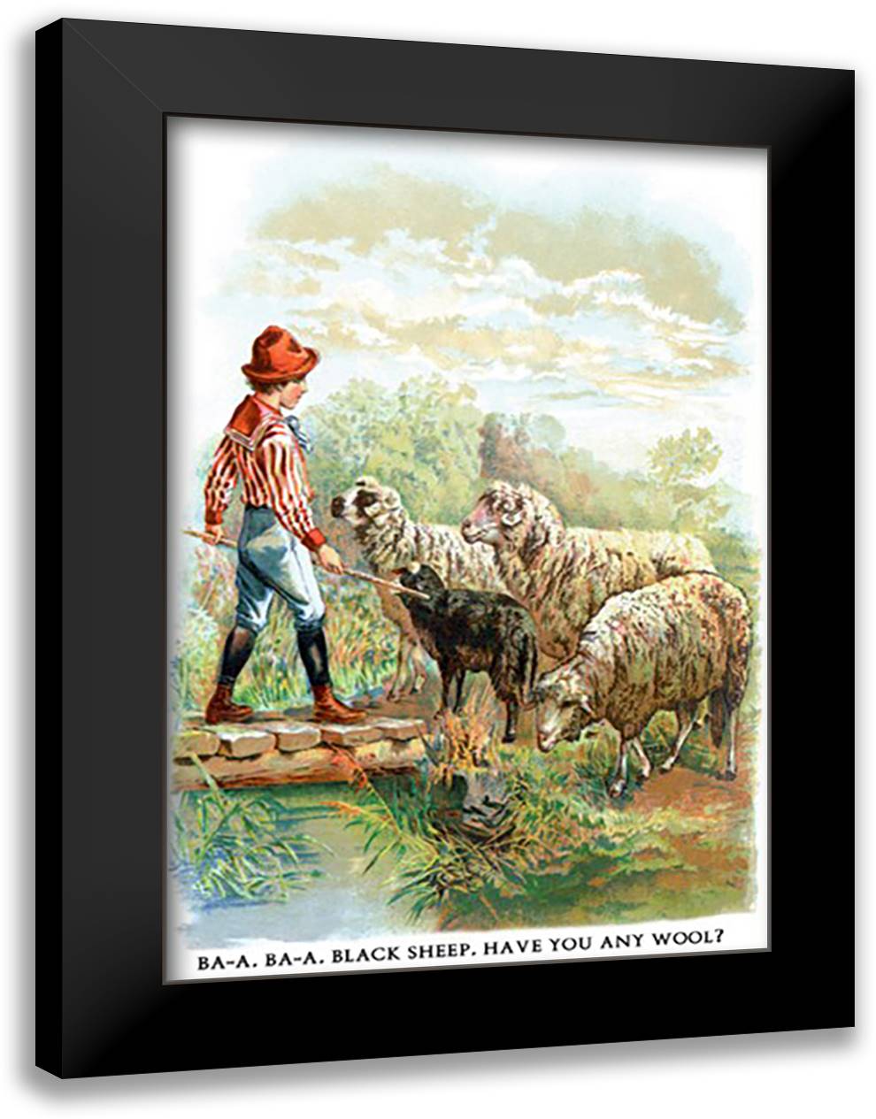 Ba-a Ba-a Black Sheep 16x22 Black Modern Wood Framed Art Print Poster