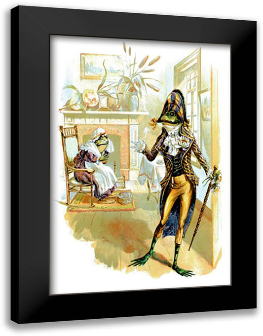 Froggy and Mother 16x22 Black Modern Wood Framed Art Print Poster
