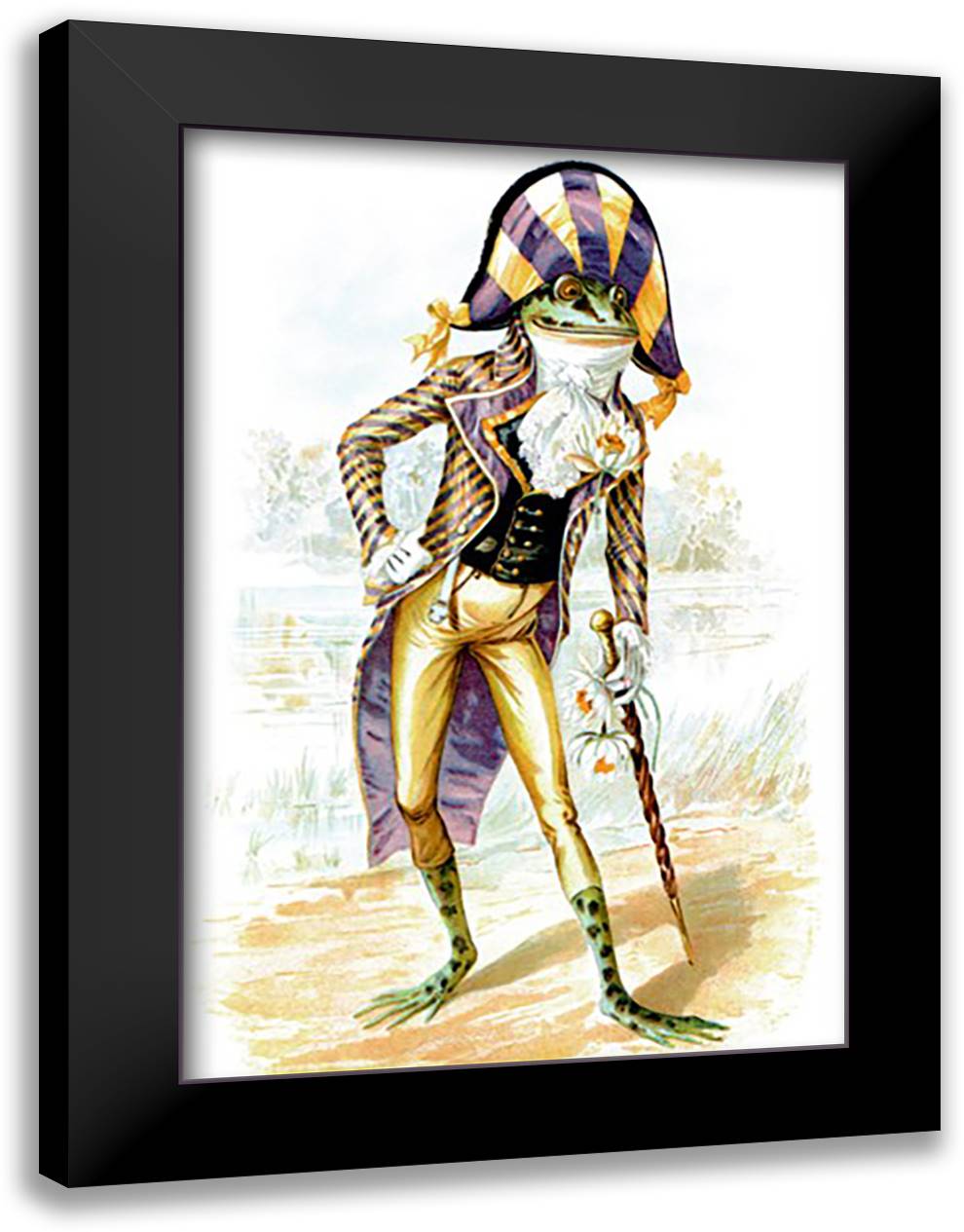 Mr. Frog is Dressed 16x22 Black Modern Wood Framed Art Print Poster