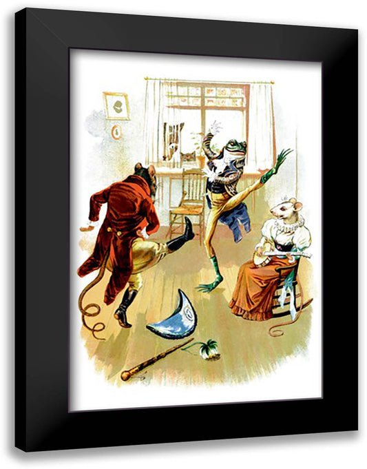 Froggy and Rat Like to Dance 16x22 Black Modern Wood Framed Art Print Poster
