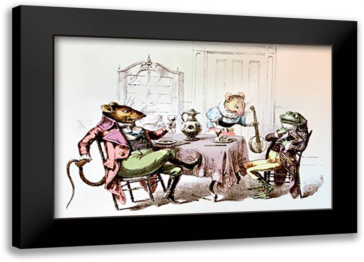 Mr. Frog, Will You Play? 22x16 Black Modern Wood Framed Art Print Poster