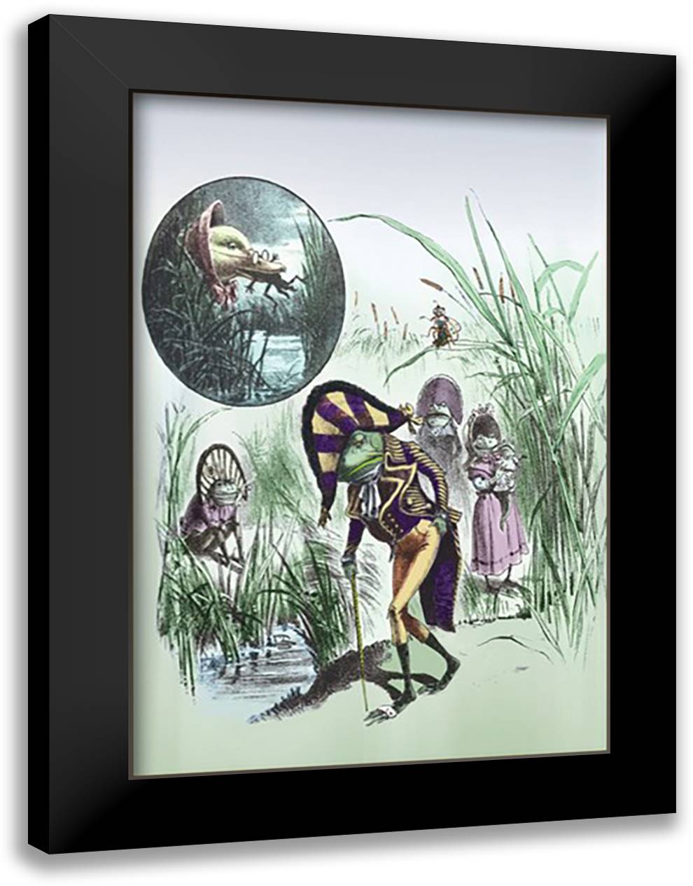 Mr. Frog Going Home 16x22 Black Modern Wood Framed Art Print Poster