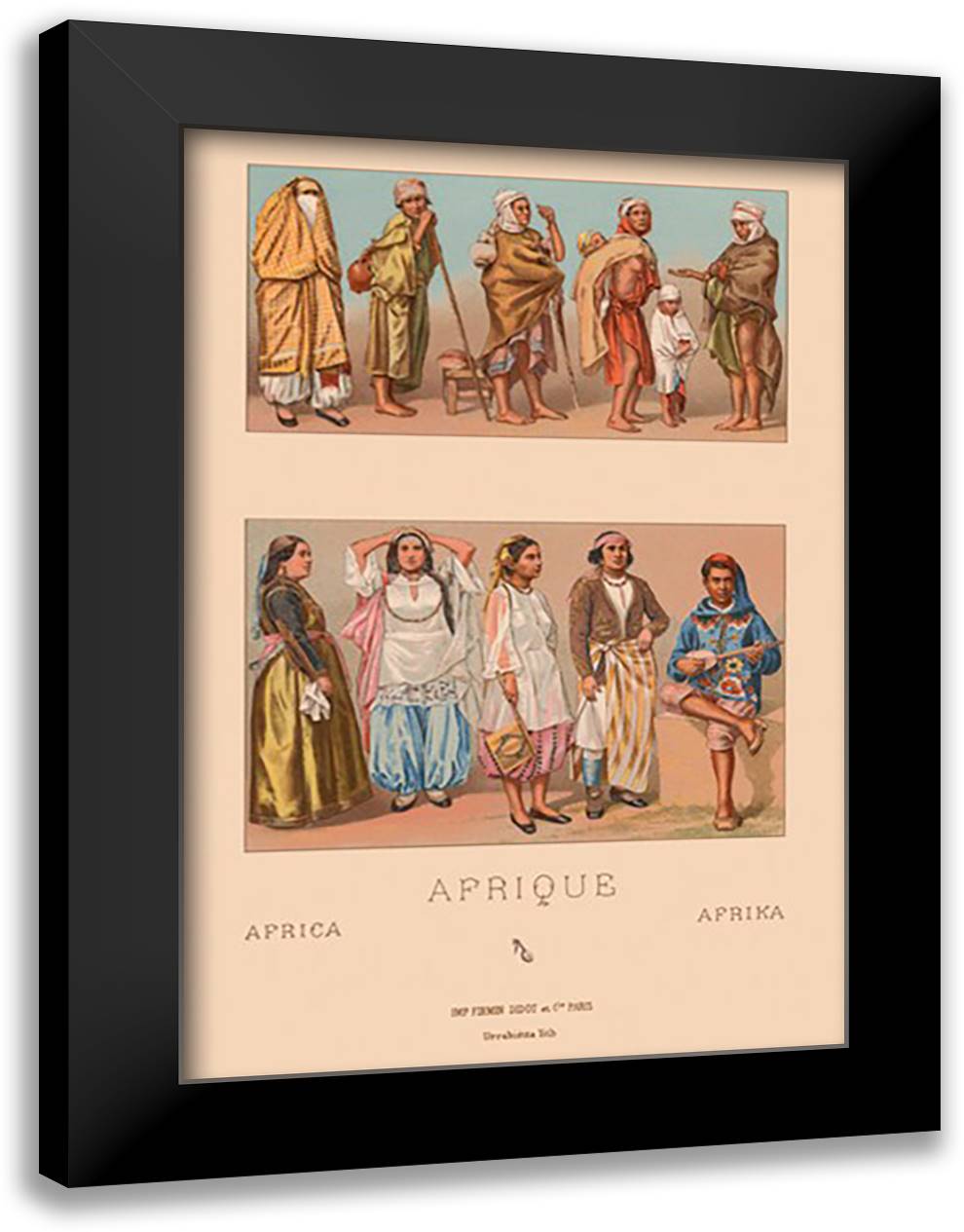 Costumes of Tunisia and Algeria 16x22 Black Modern Wood Framed Art Print Poster by Racinet, Auguste