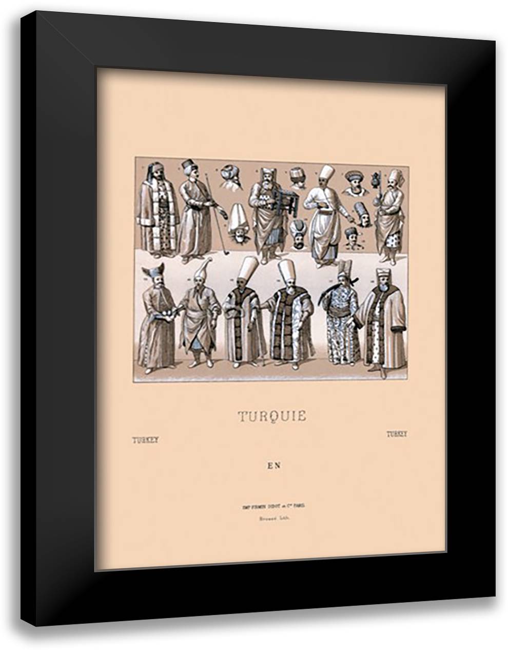 Turkish Noblemen 16x22 Black Modern Wood Framed Art Print Poster by Racinet, Auguste