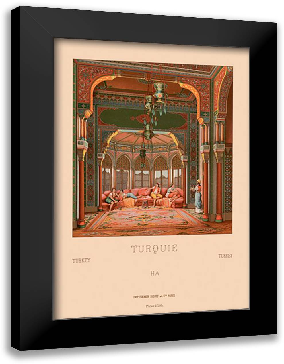 Turkish Interior 16x22 Black Modern Wood Framed Art Print Poster by Racinet, Auguste