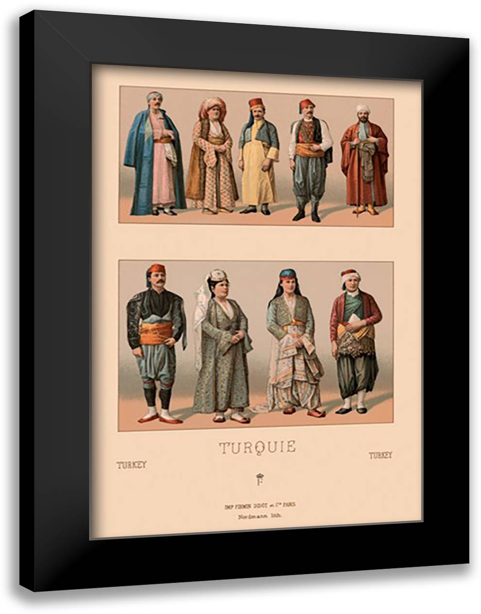 Variety of Turkish Costumes #2 16x22 Black Modern Wood Framed Art Print Poster by Racinet, Auguste